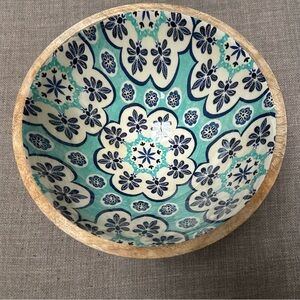 Mango Wood and Enamel Medium Salad Pasta Serving Bowl #1003251